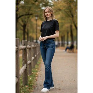 David Kahn Jeans Womens 30 Blue Dark Wash Bootcut Denim Mid Rise USA Flap Pocket